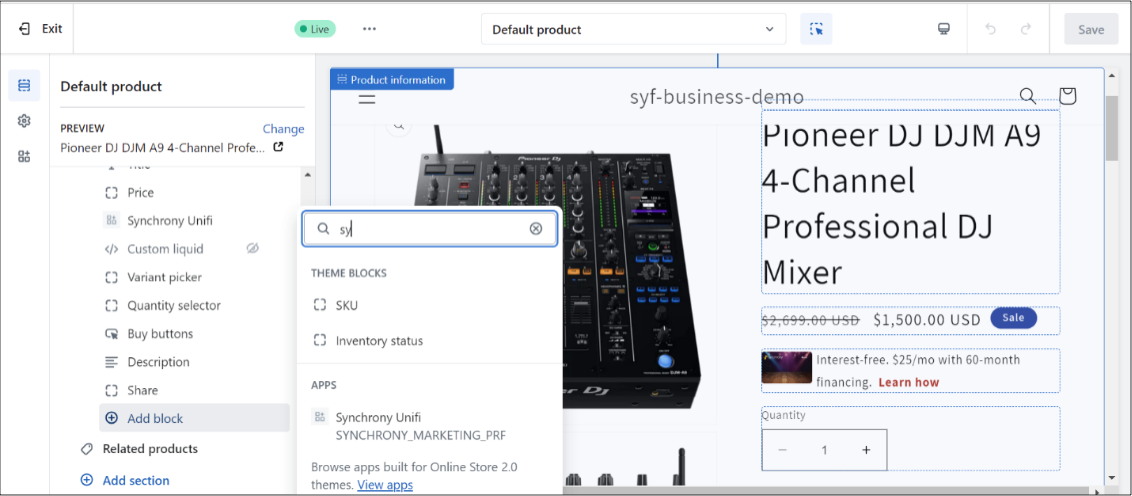 Add product block example