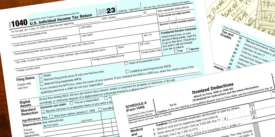 Photo of United States Federal tax forms.