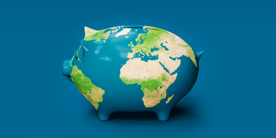 A piggy bank-shaped globe.