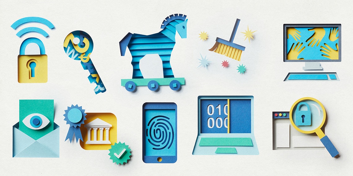 Icons that represent different online security and savings tools.