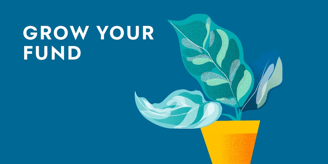 Grow your fund written beside a plant.